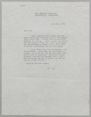 [Letter from Joseph R. Bertig to I. H. Kempner, July 22, 1950]