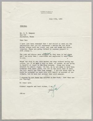 [Letter from Joseph R. Bertig to Daniel W. Kempner, July 17, 1950]