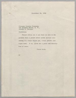 [Letter from Daniel W. Kempner to Citizens Jewelry Company, December 26, 1950]