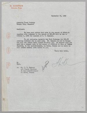 [Copy of Letter from A. H. Blackshear, Jr., to Commerce Trust Company, September 25, 1950]