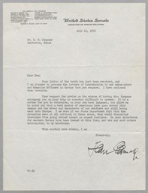 [Letter from Tom Connally to Daniel W. Kempner, July 19, 1950]