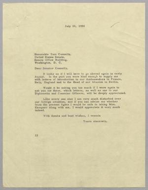 [Letter from D. W. Kempner to Tom Connally, July 10, 1950]