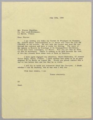 [Letter from Daniel W. Kempner to Pierre Chardine, July 12, 1950]