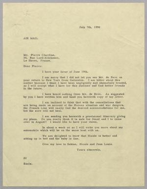 [Letter from Daniel W. Kempner to Pierre Chardine, July 7, 1950]
