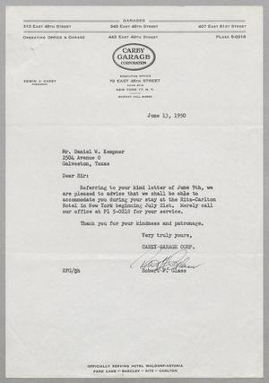 [Letter from Robert F. Glass to Daniel W. Kempner, June 13, 1950]