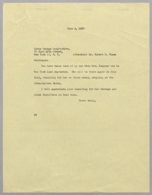 [Letter from Daniel W. Kempner to Carey Garage Corporation, June 9, 1950]