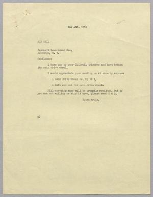 Primary view of object titled '[Letter from Daniel W. Kempner to Coldwell Lawn Mower Company, May 4, 1950]'.