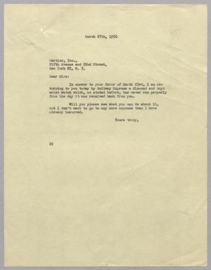 [Letter from Daniel W. Kempner to Cartier, Incorporated, March 27, 1950]