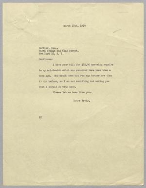 [Letter from Daniel W. Kempner to Cartier Incorporated, March 18, 1950]