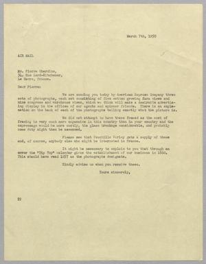 Primary view of object titled '[Letter from Daniel W. Kempner to Pierre Chardine, March 7, 1950]'.