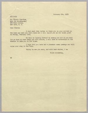 [Letter from Daniel W. Kempner to Pierre Chardine, February 6, 1950]