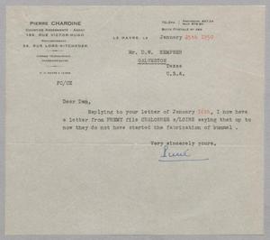 [Letter from Pierre Chardine to D. W. Kempner, January 25, 1950]