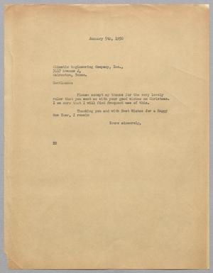 [Letter from Daniel W. Kempner to Climatic Engineering Company, Incorporated, January 5, 1950]
