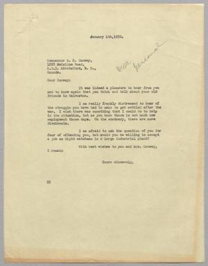 Primary view of object titled '[Letter from Daniel W. Kempner to A. S. Cornway, January 4, 1950]'.