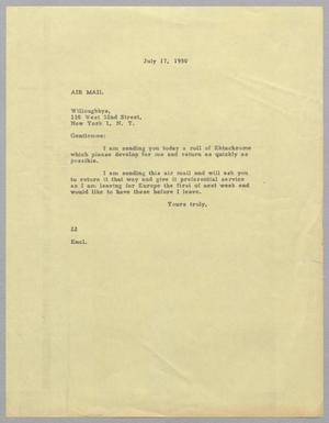 [Letter from Daniel W. Kempner to Willoughby's, July 17, 1950]