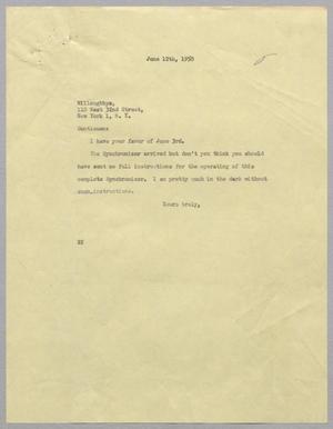 [Letter from Daniel W. Kempner to Willoughbys, June 12, 1950]