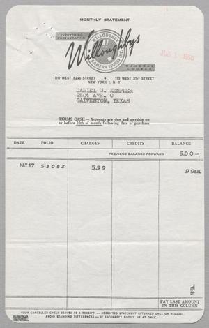 [Invoice for Charges to Daniel W. Kempner, June 1950]