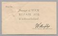 Thumbnail image of item number 1 in: '[Postcard from Willoughby's to D. W. Kempner, May 5, 1950]'.