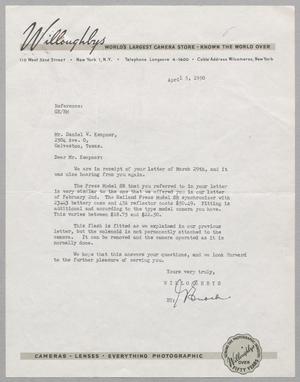 Primary view of [Letter from Willoughbys to Daniel W. Kempner, April 5, 1950]