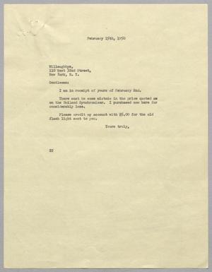 [Letter from Daniel W. Kempner to Willoughbys, February 15, 1950]