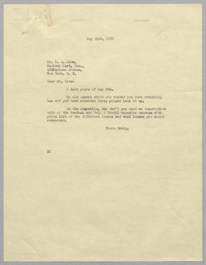 [Letter from Daniel W. Kempner to P. A. Lins, May 24, 1950]