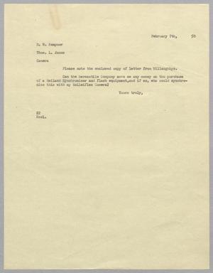 [Letter from Daniel W. Kempner to Thomas L. James, February 7, 1950]