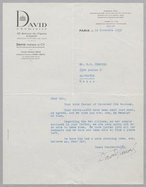 [Letter from David Freres to Daniel W. Kempner, November 14, 1950]