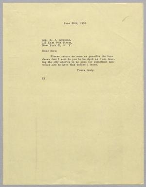 [Letter from Daniel W. Kempner to B. J. Denihan, June 28, 1950]