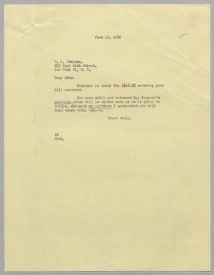 [Letter from Daniel W. Kempner to B. J. Denihan, June 12, 1950]