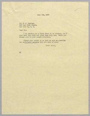 [Letter from Daniel W. Kempner to B. J. Denihan, June 7, 1950]