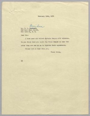 [Letter from Daniel W. Kempner to B. J. Denihan, February 14, 1950]
