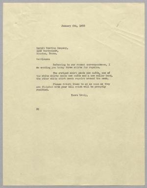 [Letter from Daniel W. Kempner to Darnit Weaving Company, January 6, 1950]