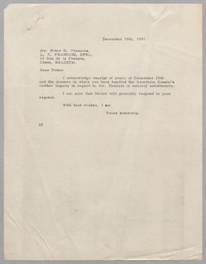 [Letter from Daniel W. Kempner to Peter H. Francois, December 18, 1950]