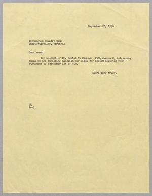 [Letter from A. H. Blackshear, Jr. to Farmington Country Club, September 20, 1950]