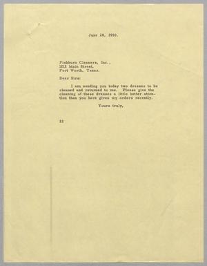 [Letter from Daniel W. Kempner to Fishburn Cleaners, Incorporated, June 28, 1950]
