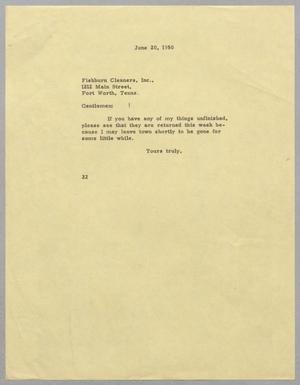 [Letter from Jeane Bertig Kempner to Fishburn Cleaners, Incorporated, June 20, 1950]