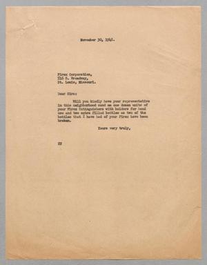 [Letter from Daniel W. Kempner to Firex Corporation, November 30, 1948]