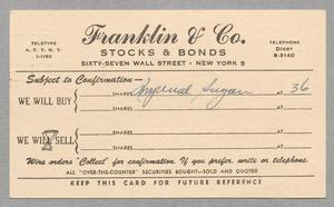 [Postal Card from Franklin & Co. to Daniel W. Kempner, March 28, 1950]