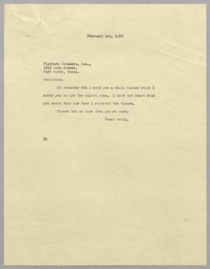 [Letter from Daniel W. Kempner to Fishburn Cleaners, February 1, 1950]