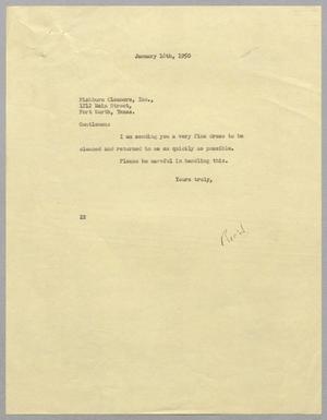 [Letter from Daniel W. Kempner to Fishburn Cleaners, January 16, 1950]