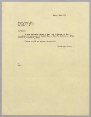 [Letter from A. H. Blackshear, Jr. to Maison Glass Incorporated, August 13, 1950]