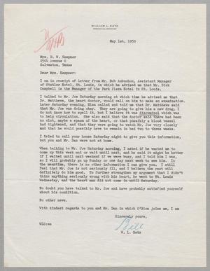 [Letter from William L. Gatz to Jeane Bertig Kempner, May 1, 1950]