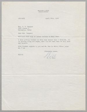 [Letter from William L. Gatz to Jeane Bertig Kempner, April 24, 1950]