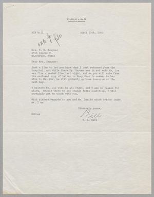 [Letter from William L. Gatz to Jeane B. Kempner, April 17, 1950]