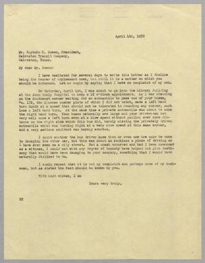 [Letter from Daniel W. Kempner to Rayburn E. Bowen, April 4, 1950]