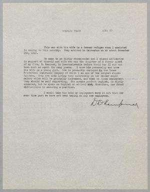[Letter from D. W. Kempner Regarding Charles Frank]