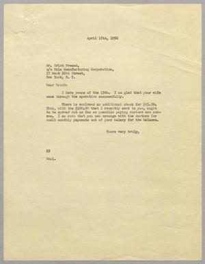 [Letter from Daniel W. Kempner to Erich Freund, April 15, 1950]