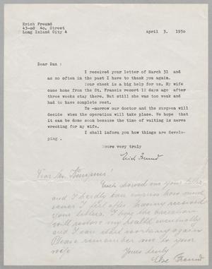 [Letter from Erich and Else Freund to Daniel W. Kempner, April 3, 1950]