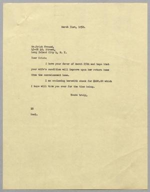 [Letter from Daniel W. Kempner to Erich Freund, March 31, 1950]