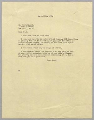 [Letter from Daniel W. Kempner to Erich Freund, March 20, 1950]